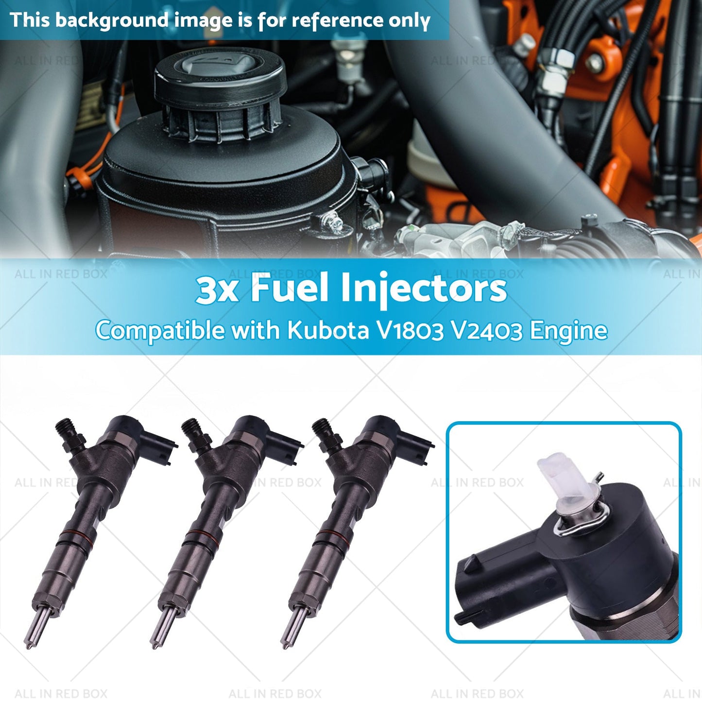 3x Fuel Injectors Suitable for Kubota V1803 V2403 Engine Tractor MX5200F L3301DT-2