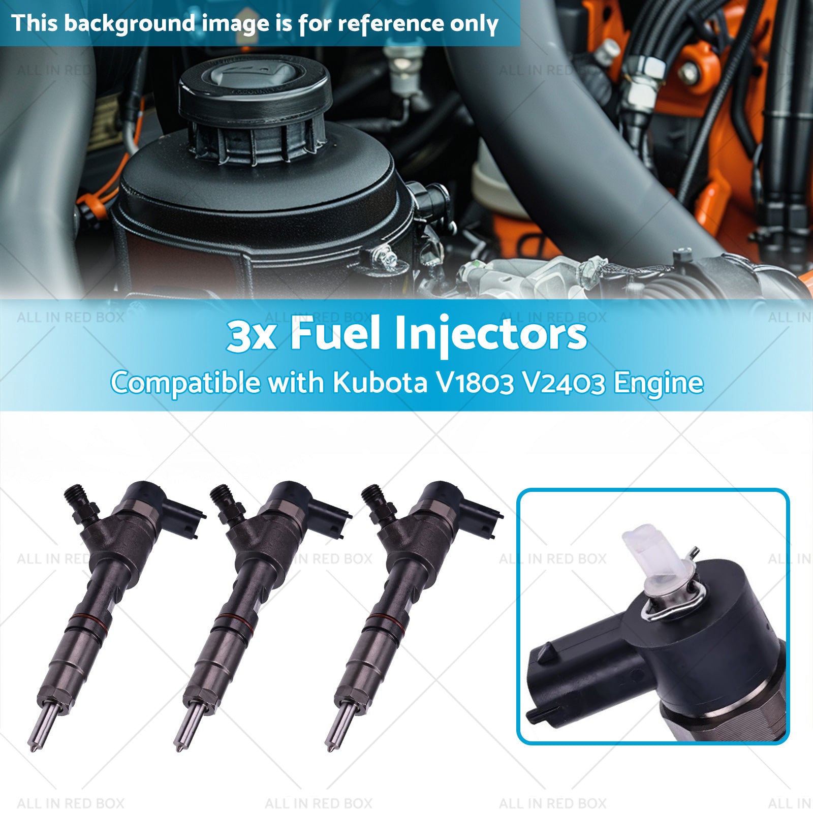 3x Fuel Injectors Suitable for Kubota V1803 V2403 Engine Tractor MX5200F L3301DT-2