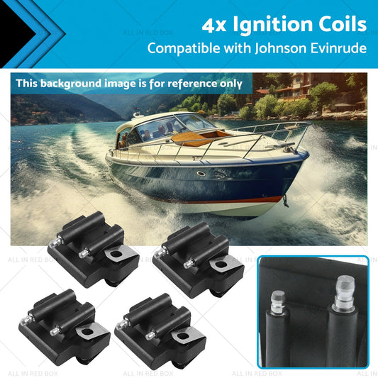 4x Ignition Coils Suitable for Johnson or Evinrude 2-Stroke 8-300HP Motor 582508-0