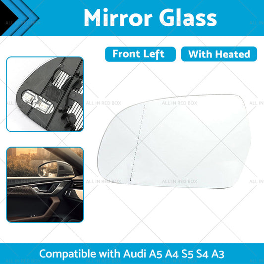 Left Side Mirror Glass with Heated Back Base Suitable for Audi A3 A4 S4 A5 S5-1
