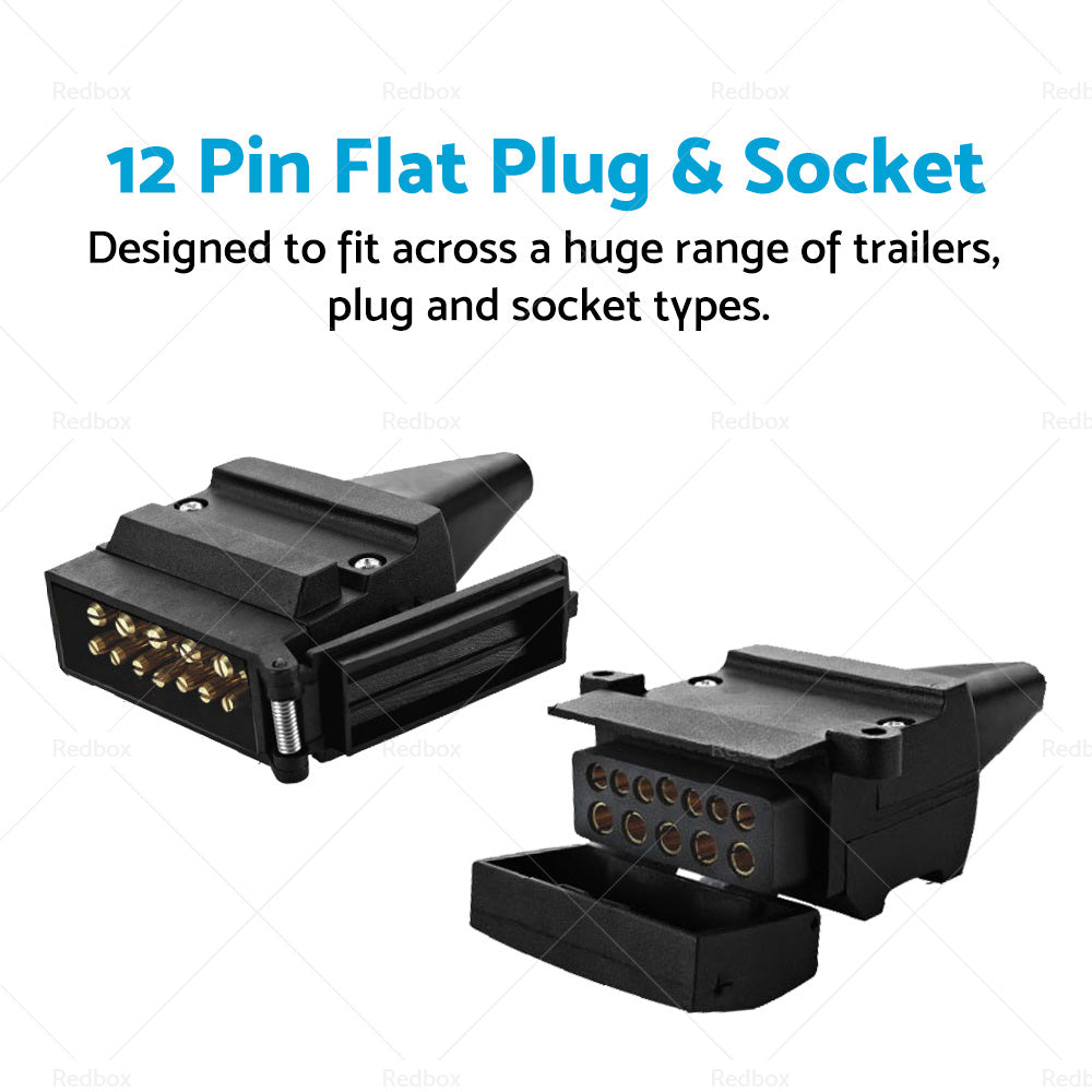Pair 12 Pin Plug and Socket Connectors Suitable For Trailer Camper Caravan 4WD-1