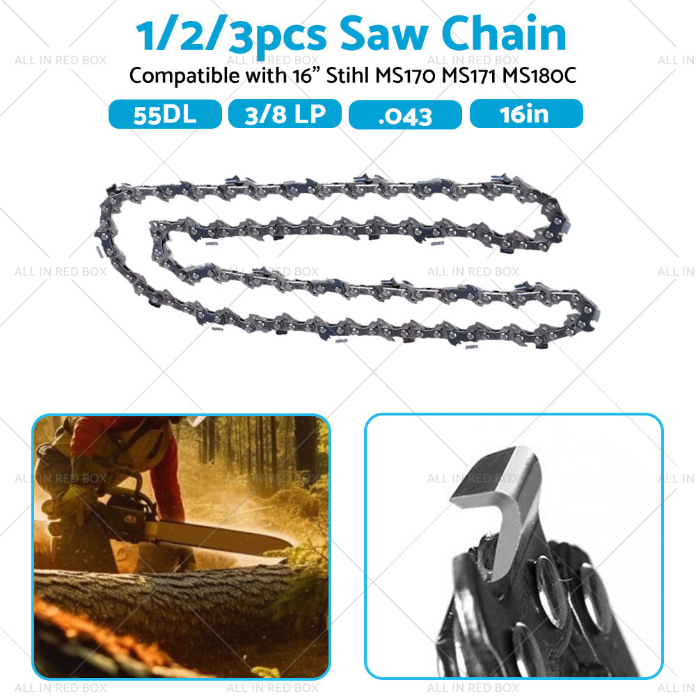 16 inch Chainsaw Saw Chain 55DL 3/8 LP 043 Suitable for Stihl MS170 MS171 MS180C-3