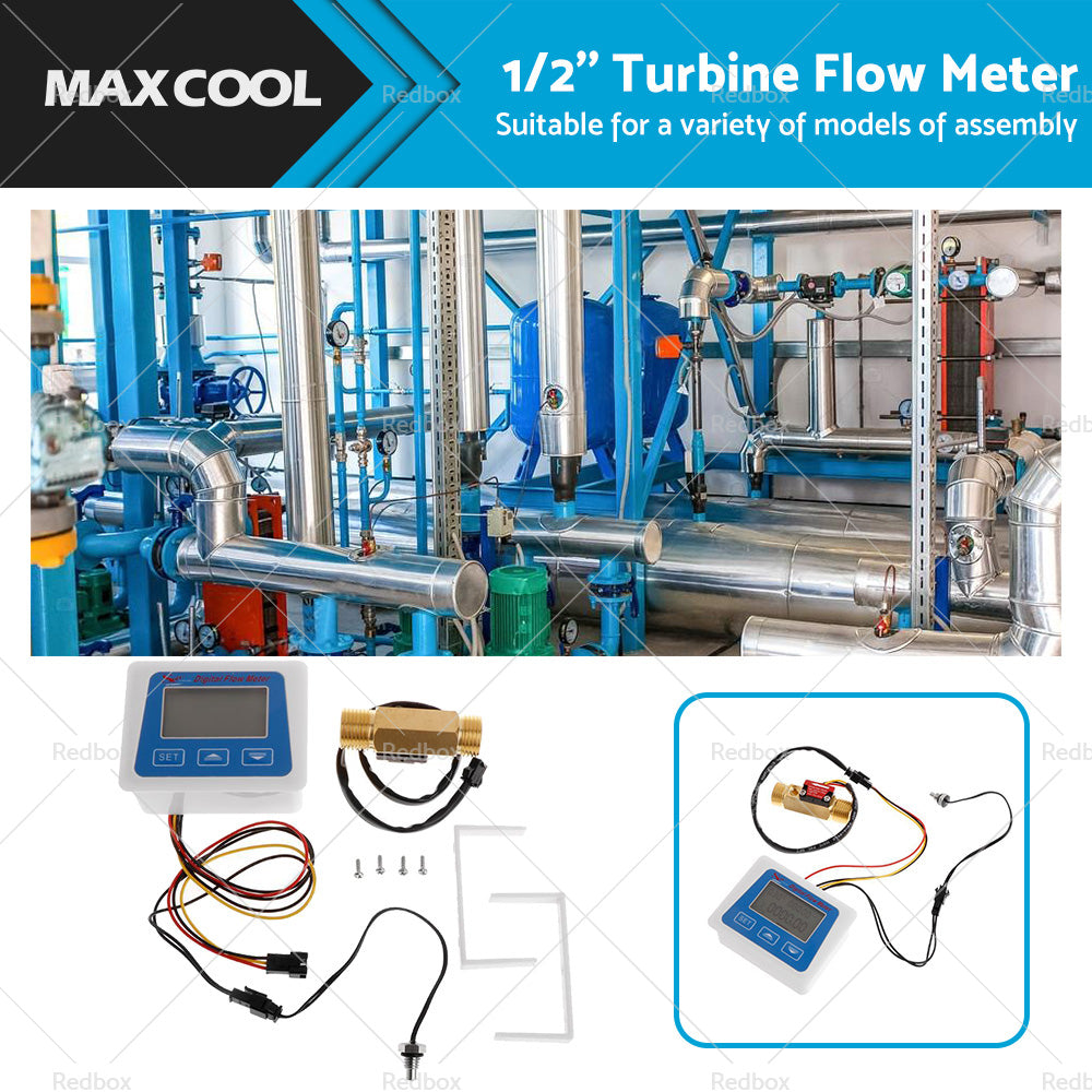 Digital LED Turbine Gauge Kerosene Fuel Water Flow Meter Sensor Meter 1 or 2''-0