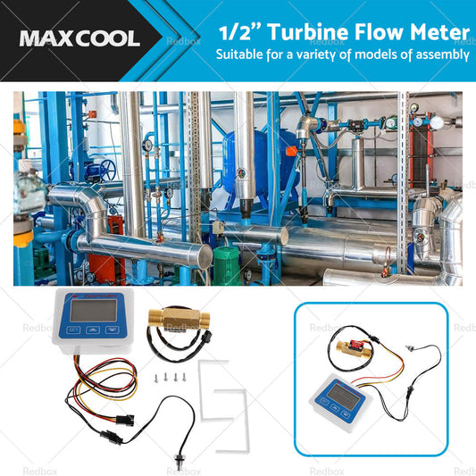 Digital LED Turbine Gauge Kerosene Fuel Water Flow Meter Sensor Meter 1 or 2''-0