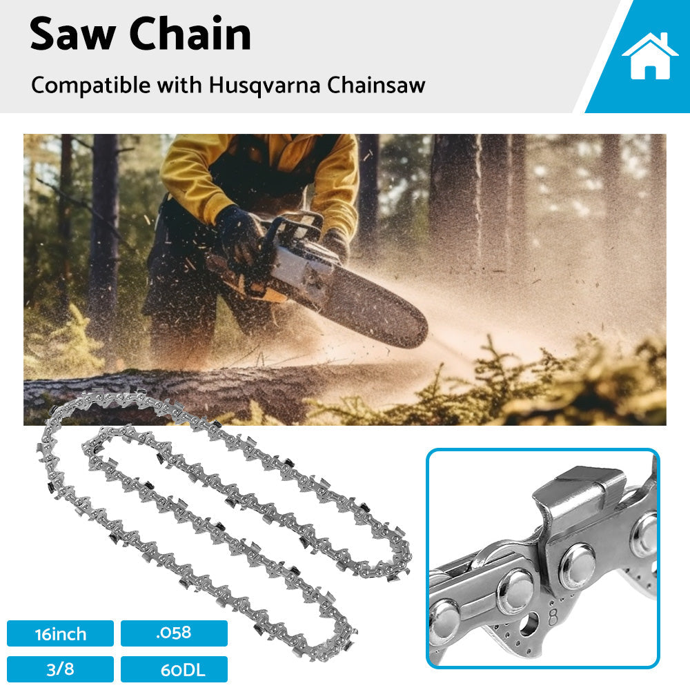 Tungsten Carbide Chainsaw Chain 16inch 3 8 058 60DL Suitable for Husqvarna-0