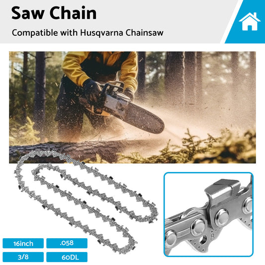 Tungsten Carbide Chainsaw Chain 16inch 3 8 058 60DL Suitable for Husqvarna-0