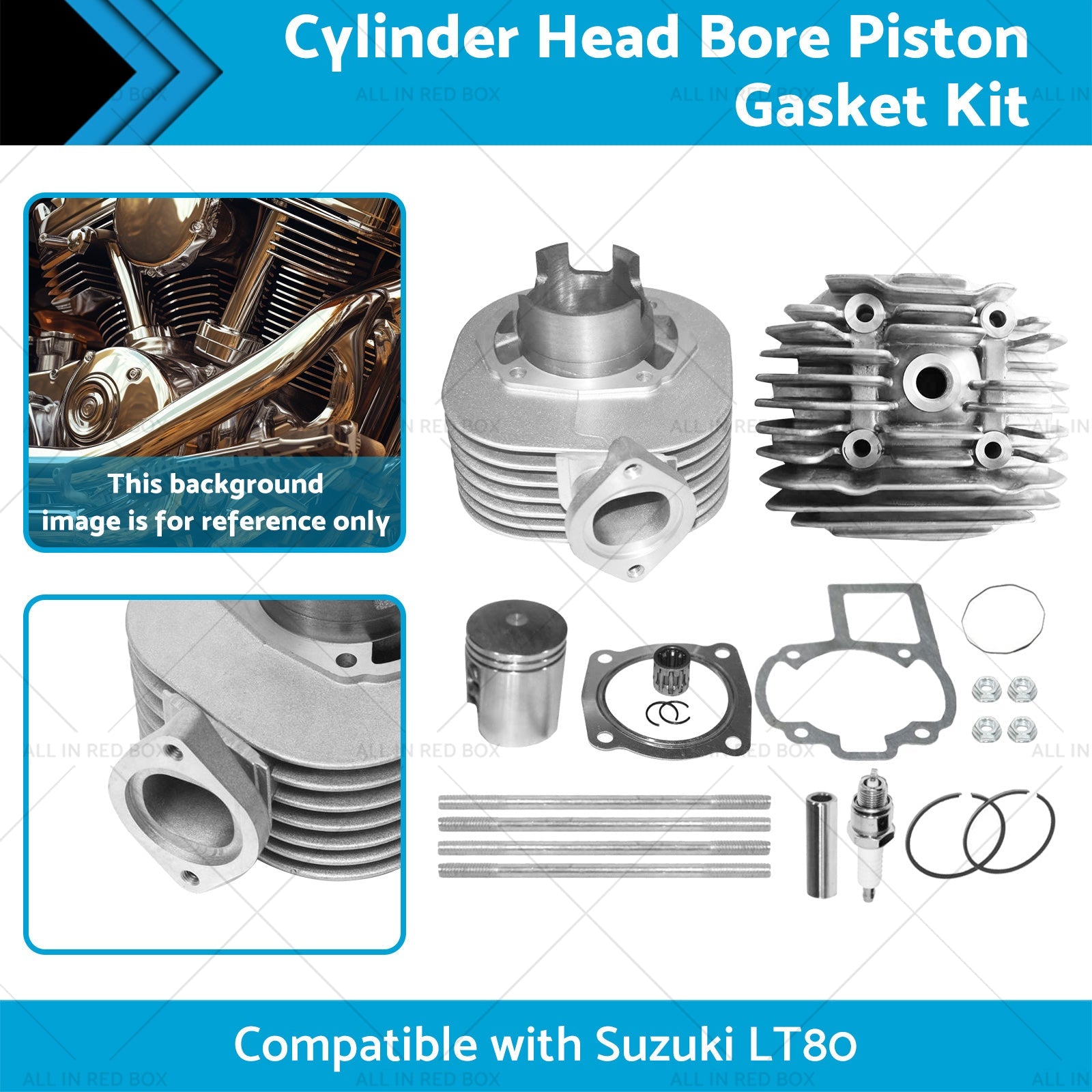 Cylinder Head Bore Piston Gasket Kit Suitable for 87-06 Suzuki Quadsport LT80-1