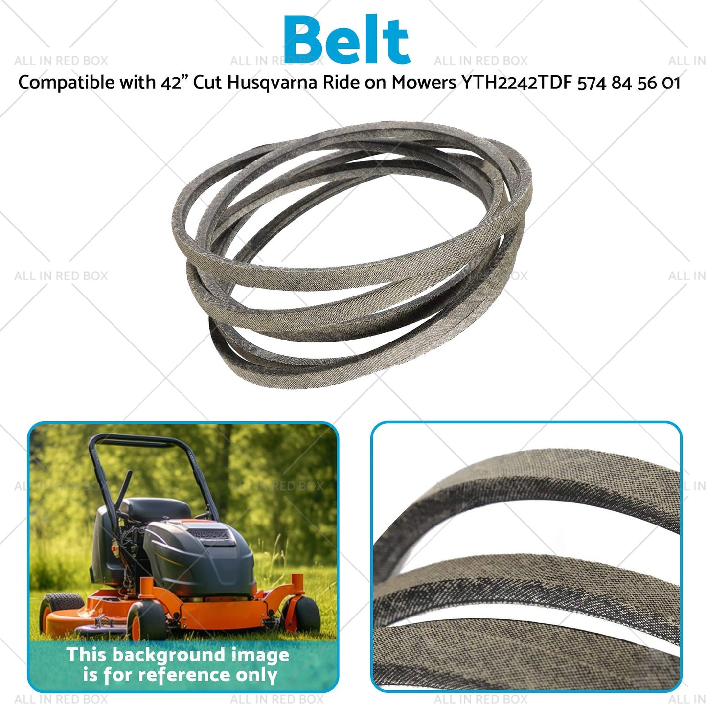 Grey Deck Belt SuitableFor 42inch Cut Husqvarna Ride on Mowers YTH2242TDF 574 84 56-2