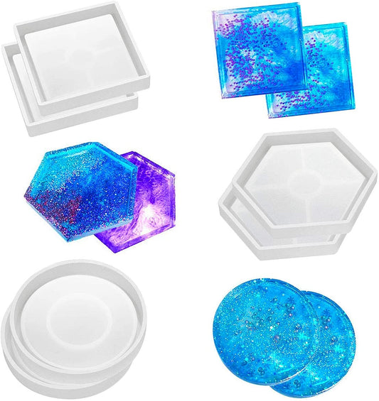 6 Pcs Coaster Resin Silicone Mold Casting Jewelry Agate Making Mould Tool Craft-1